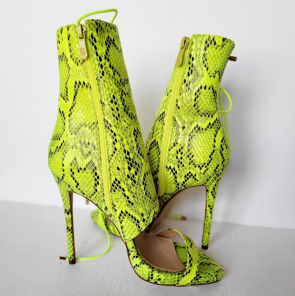 Azalea Wang Lime Green Snakeskin heels